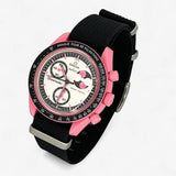 Bracelet Omega x Swatch MoonSwatch Mission to The Pink Moonphase Cuir Nato Toile Acier Nato: Noir