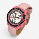Bracelet MoonSwatch en Cuir Véritable Uni Pink Moonphase: Rose